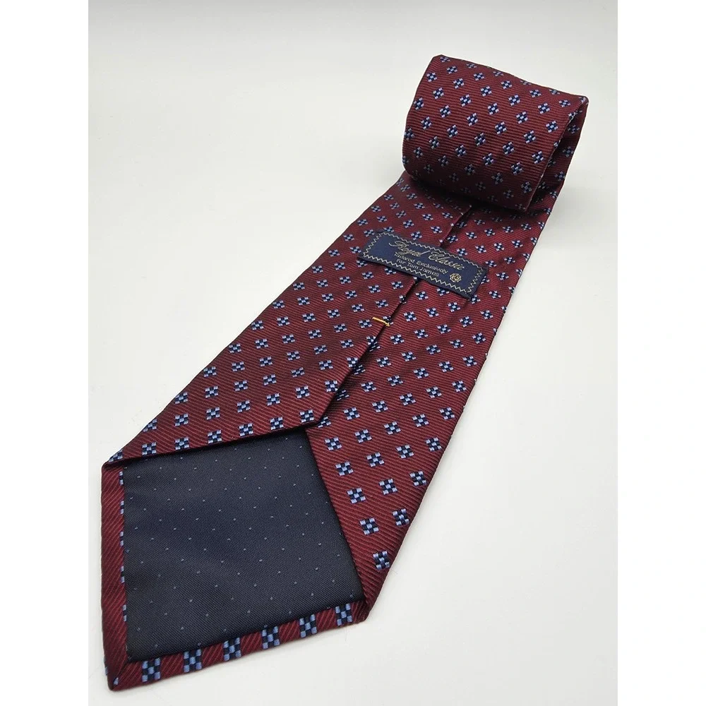 Vintage Tom James Royal Classic Multicolor 100% Silk Geometric Tie 57